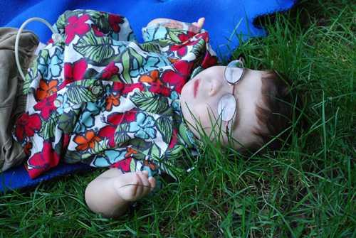 Ben asleep in grass
